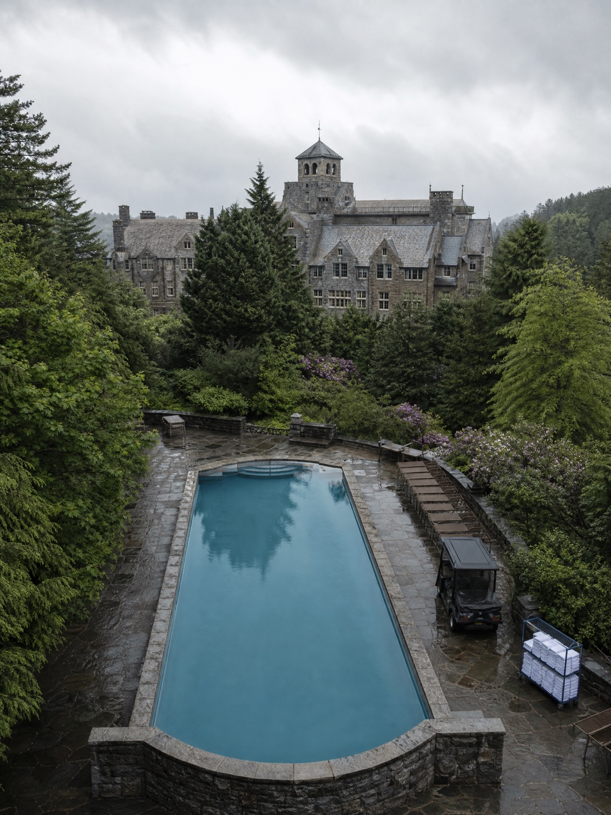 The Appalache pool terrace before season.